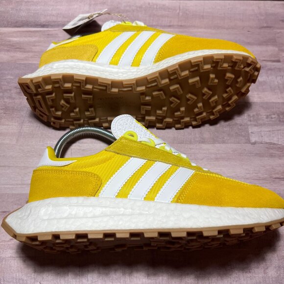 Adidas Retropy Yellow Suede Sneakers Size 6 1/2 Boost Sole Mens Athletic Shoes - Picture 5 of 8
